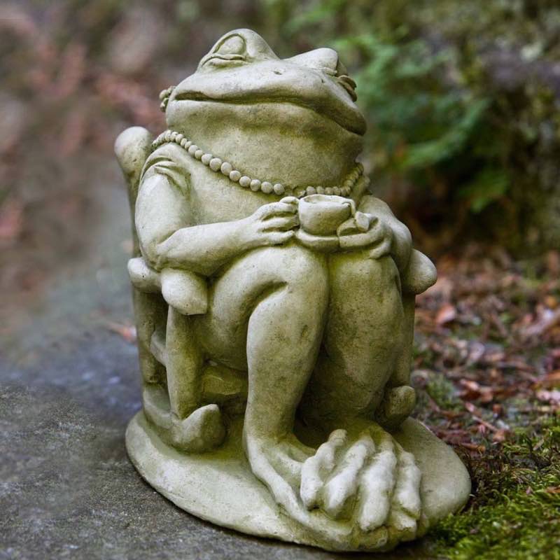 USA-Made Cast Stone Frog Garden Statues, set of 2