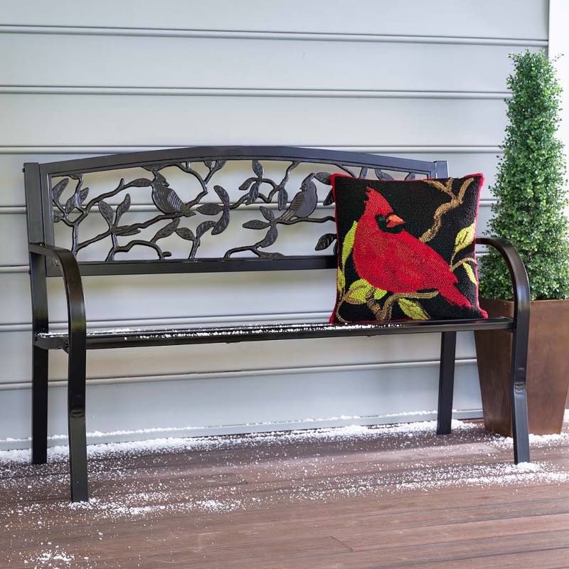 Indoor/Outdoor Hooked Cardinal Throw Pillow, 18