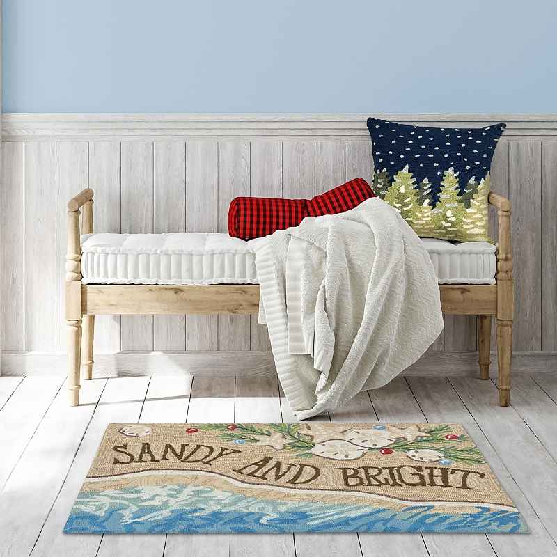 Indoor/Outdoor Hand-Hooked Sandy and Bright Accent Rug, 20