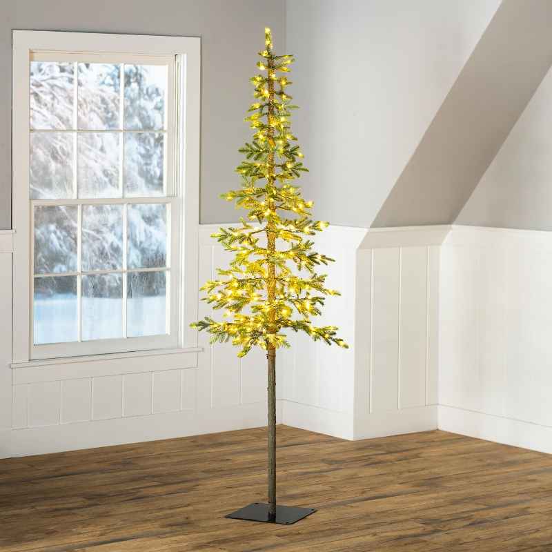 7' Lighted Indoor/Outdoor Alpine Tree