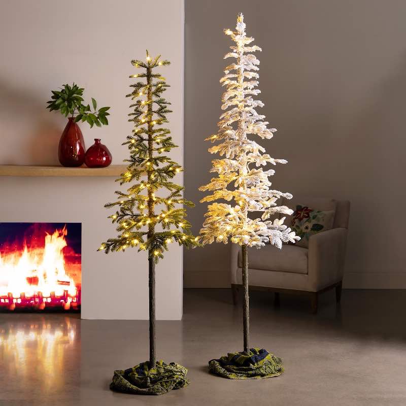 6' Lighted Indoor/Outdoor Flocked Alpine Tree