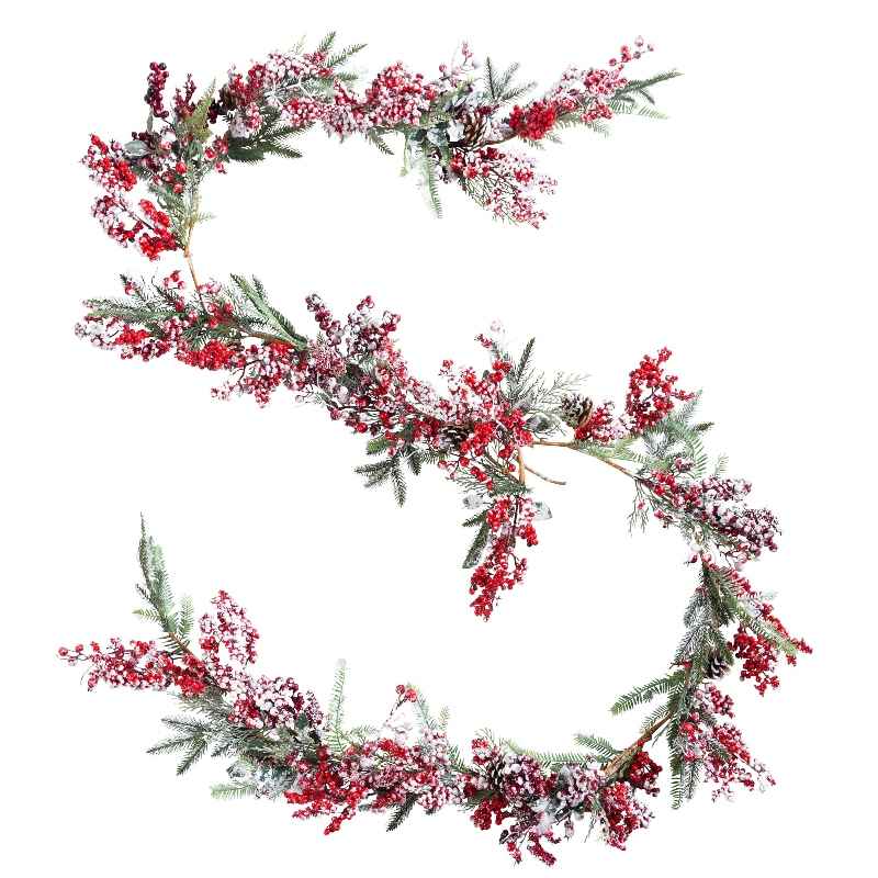Frosted Berries and Pine Boughs Holiday Garland, 71