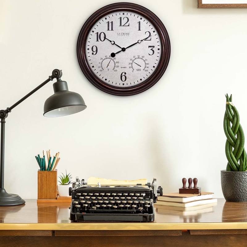 Indoor/Outdoor Wall Clock with Temperature and Humidity