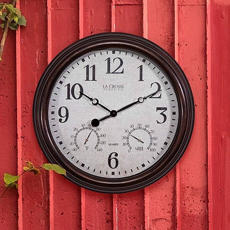 Indoor/Outdoor Wall Clock with Temperature and Humidity