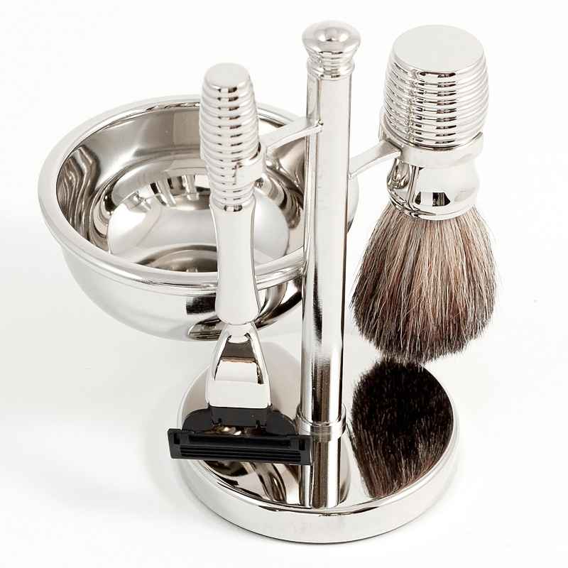 4-Piece Shaving Kit with Chrome