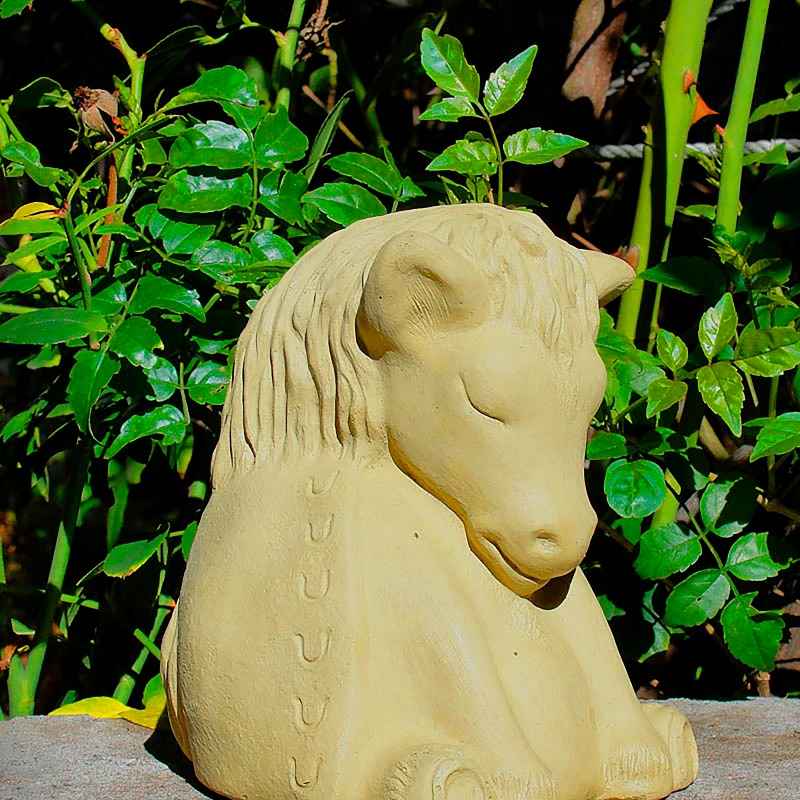 Solid Cast Stone Meditating Horse