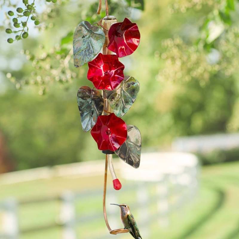 Morning Glory Copper Hummingbird Feeder
