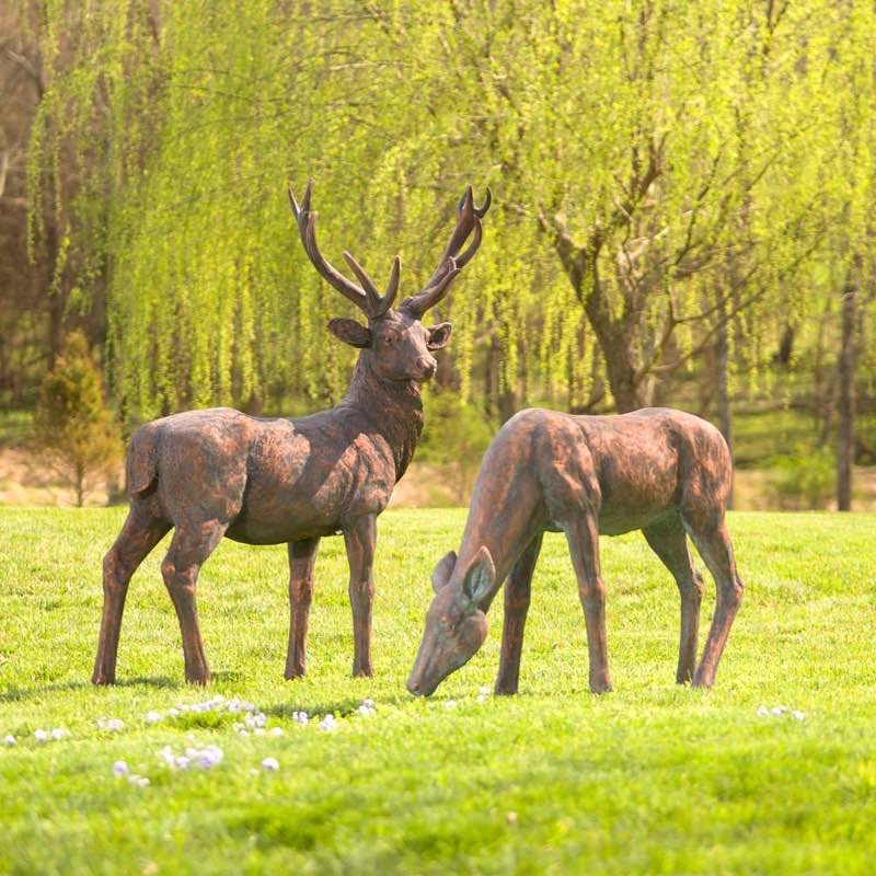Buck and Doe Statuary Set