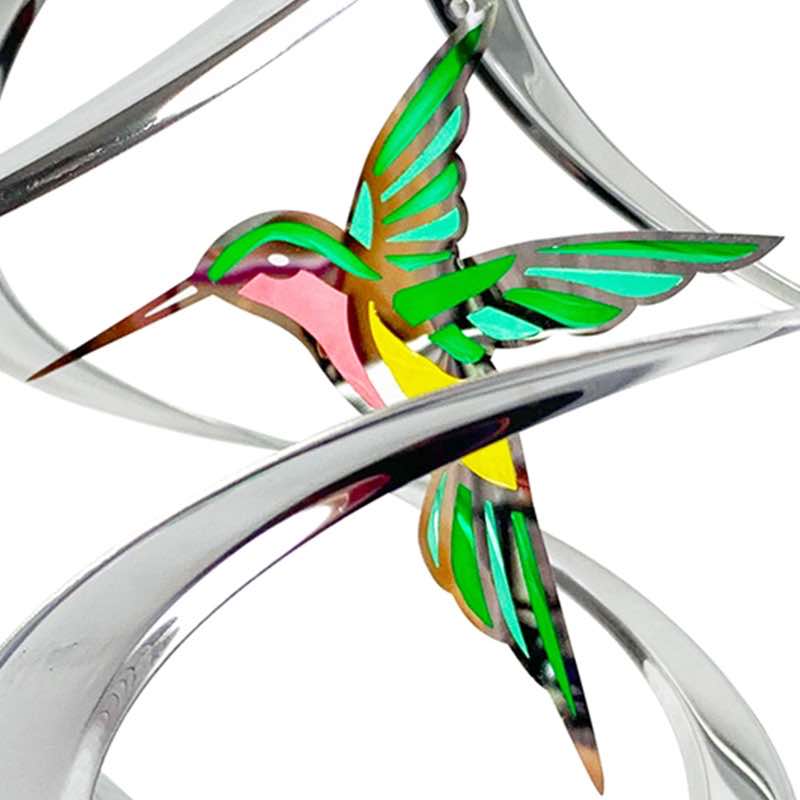 Silver Hummingbird Wind Spiral