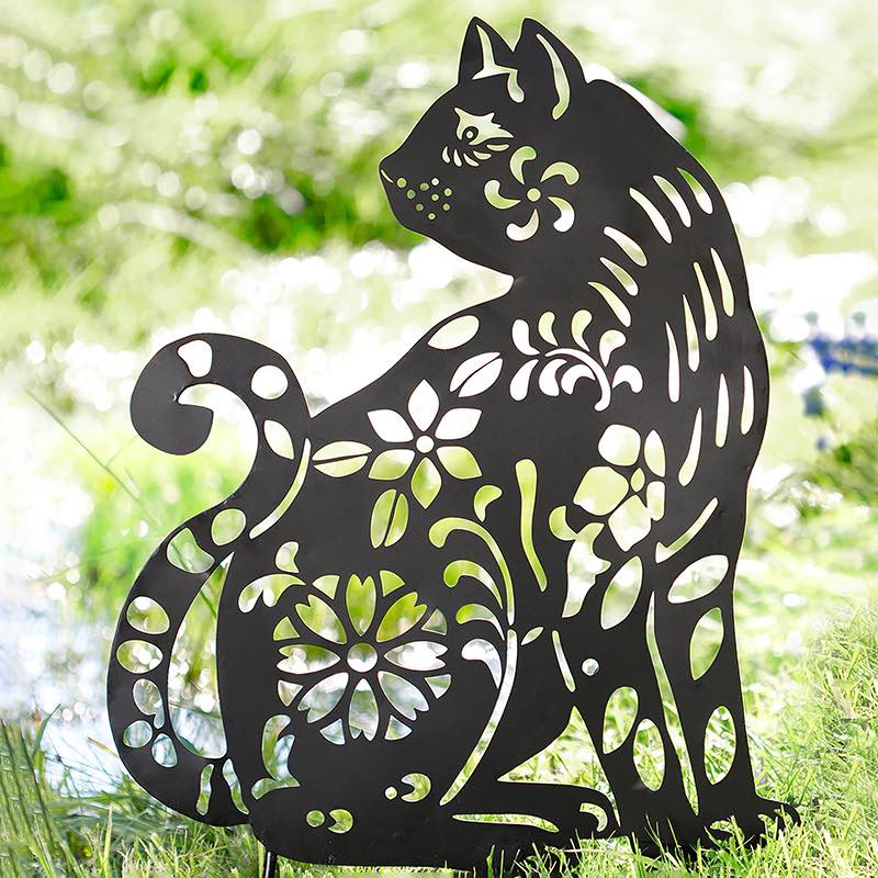 Metal Cat Silhouette Garden Stake
