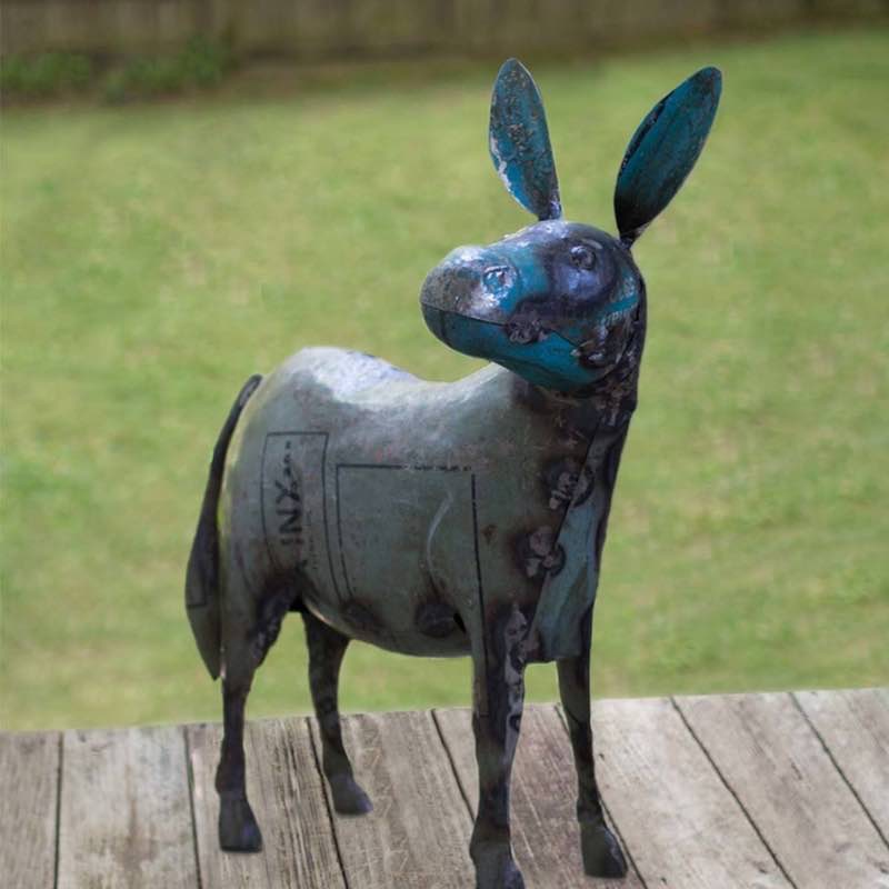Handcrafted Recycled Metal Donkey Sculpture