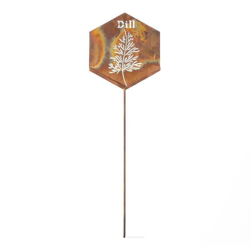 Handcrafted Flamed Copper Herb Stake - Dill