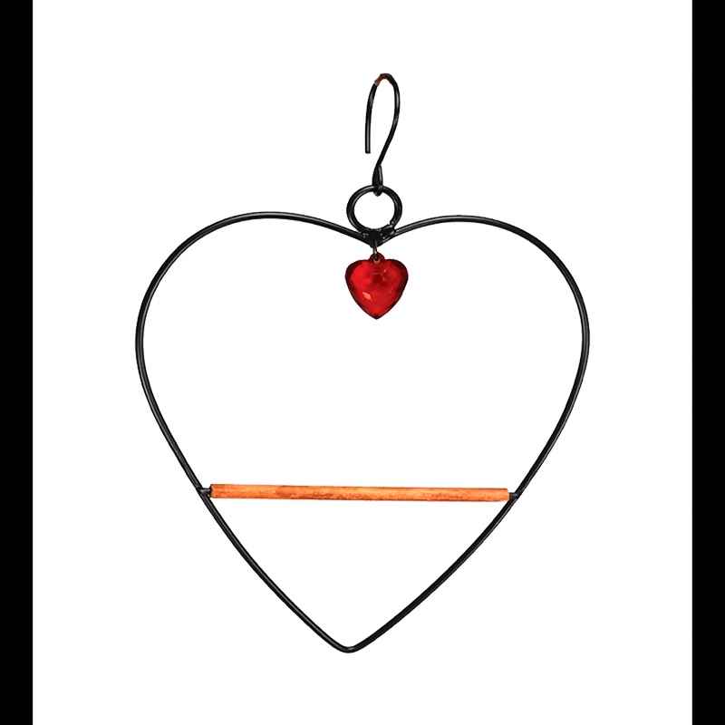 Metal Heart Hummingbird Perch Swing (black)