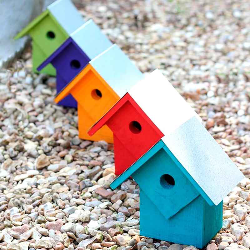 Summer Home Birdhouses, Set of 5 (neon bright)
