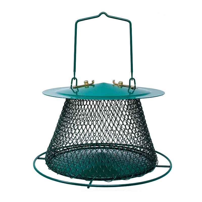 Green Metal Cage Bird Feeder