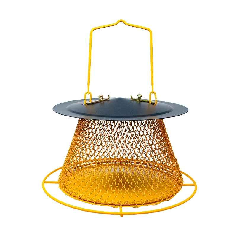 Yellow Metal Cage Bird Feeder