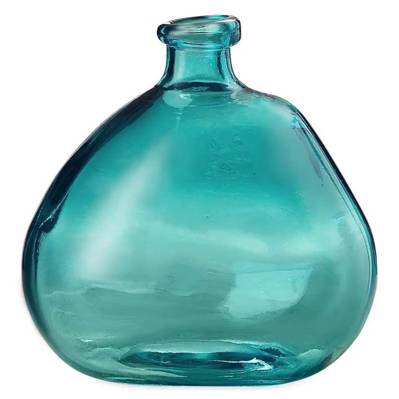 Handcrafted Spanish Eco-Friendly Recycled Glass Vase - Aqua