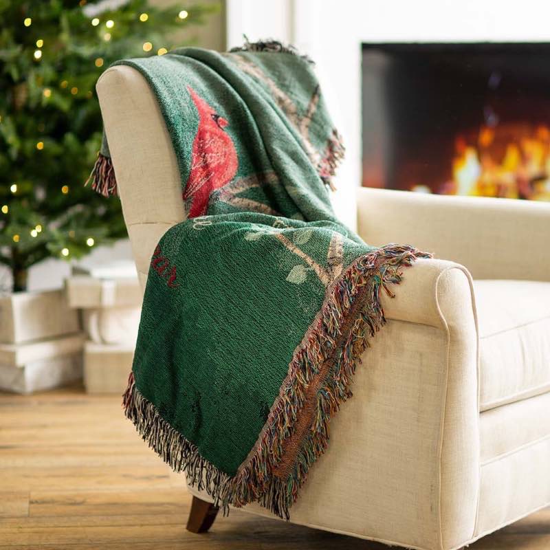 Cardinals Tapestry Throw Blanket with Message