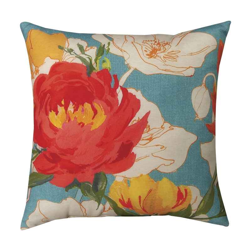 Peony and Poppies Throw Pillow, 18
