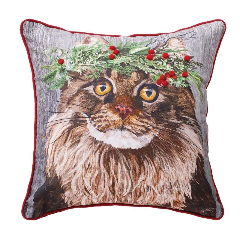 Cat Flower Crown Pillow, 18