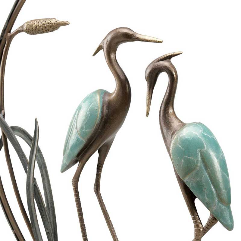 Hand Cast Aluminum Romantic Heron Sculpture