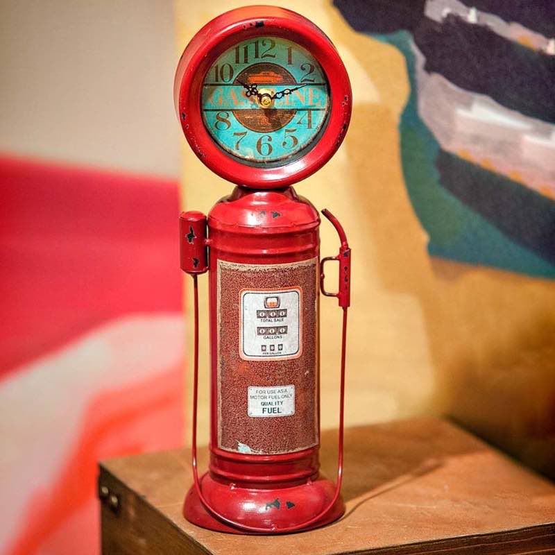 Retro Gas Pump Tabletop Clock