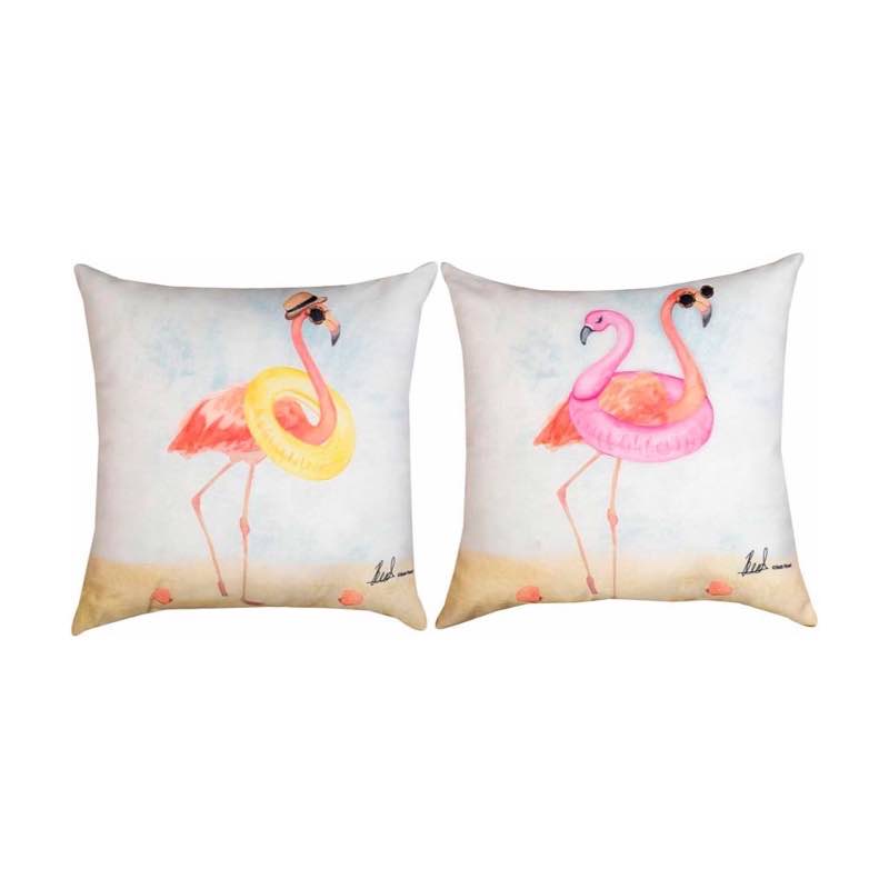 Floatie Flamingo Indoor/Outdoor Reversible Throw Pillow, 18