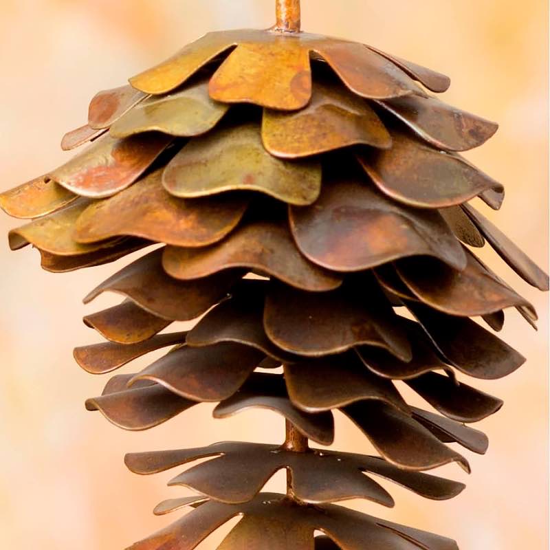 Flamed Metal Pinecone with Bell Ornament