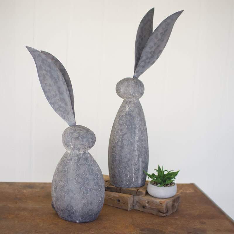 Faux Stone and Metal Rabbit Sculpture, Short
