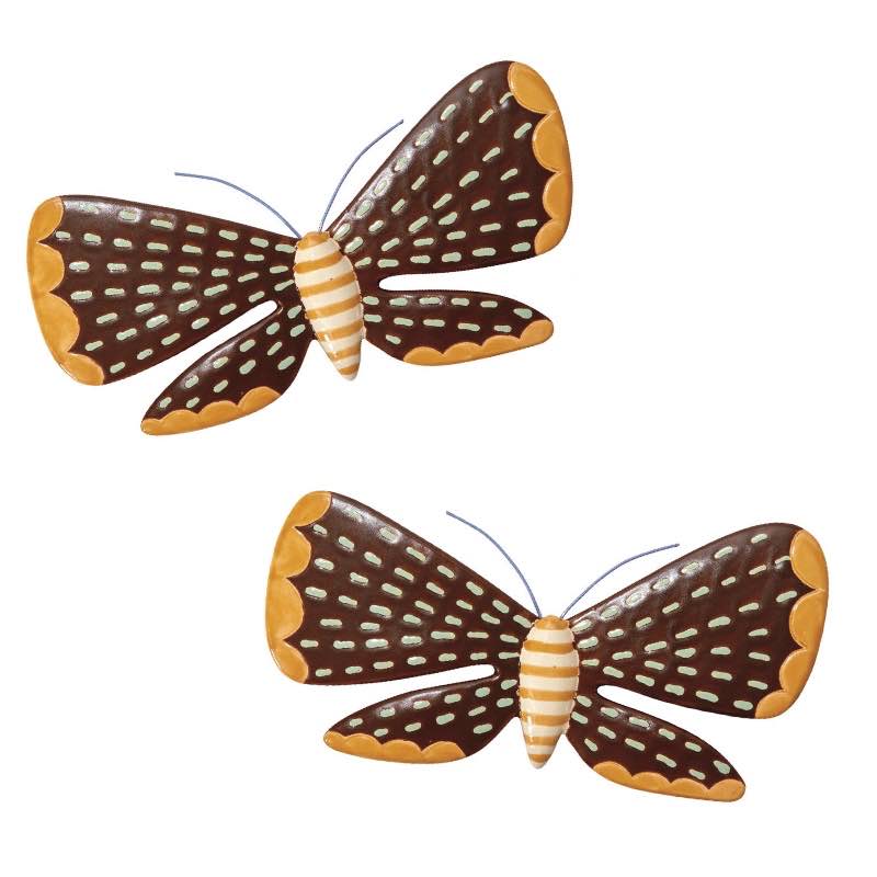 Brown and Tan Ceramic Moth Wall Art, Set of 2