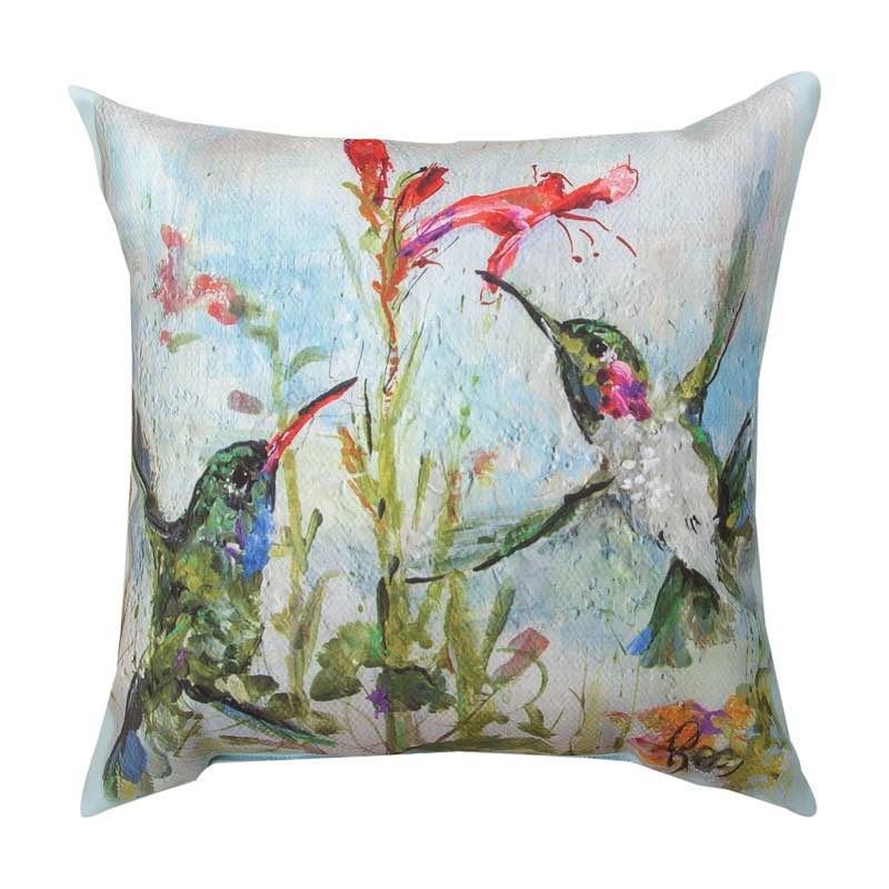 Indoor/Outdoor Hummingbird Accent Pillow, 18