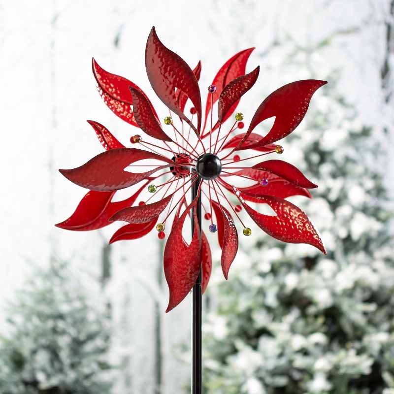Red Leaf Metal Wind Spinner