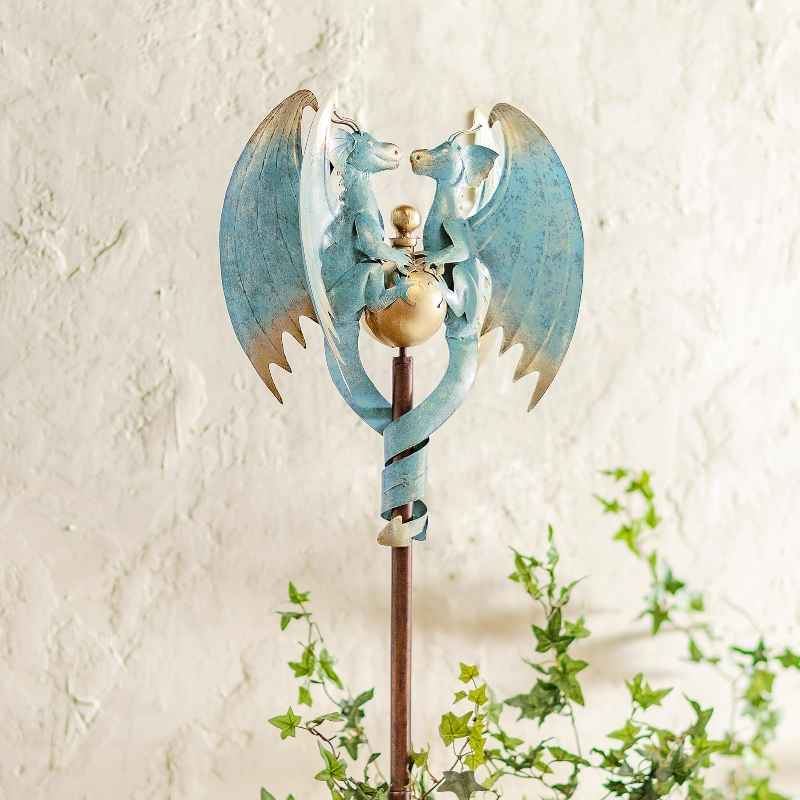 Two Dragons Mythical Metal Wind Spinner