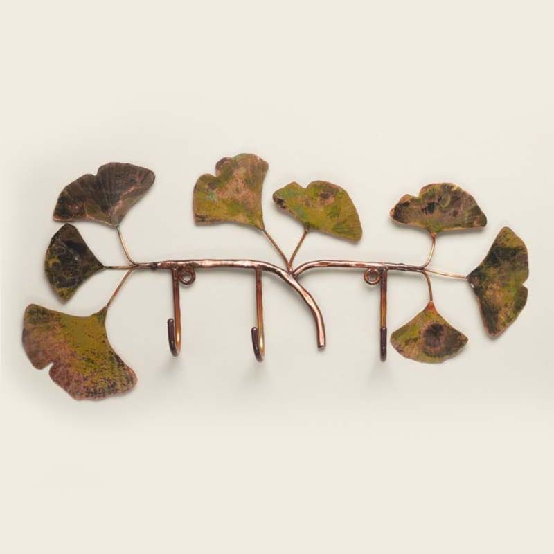 Indoor/Outdoor Handcrafted Copper Ginkgo Leaf Rack