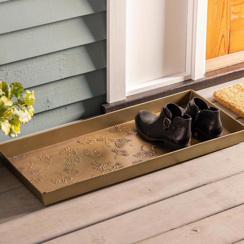 Multipurpose Metal Ginkgo Leaf Boot Tray