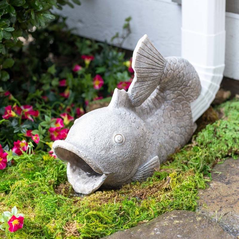 Resin Friendly Fish Decorative Downspout Cover