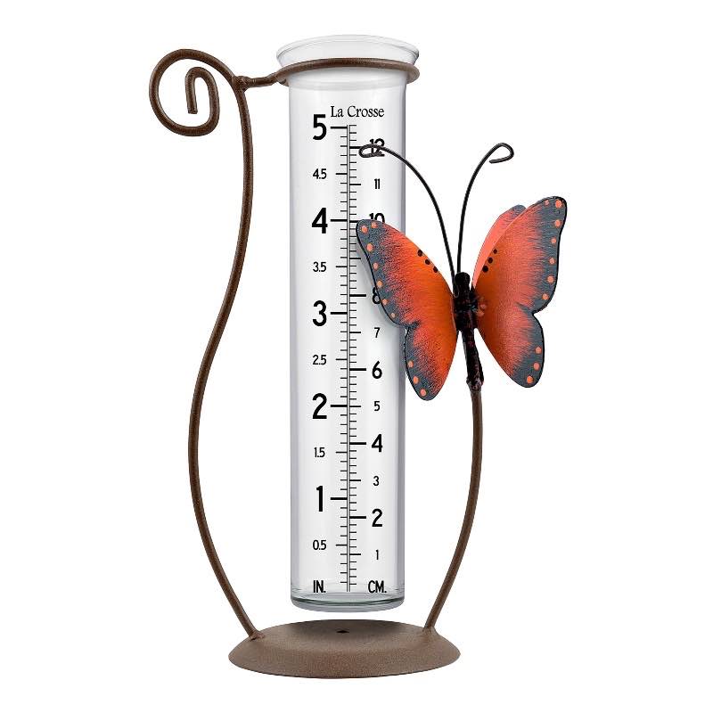 La Crosse Metal Butterfly Tabletop Rain Gauge
