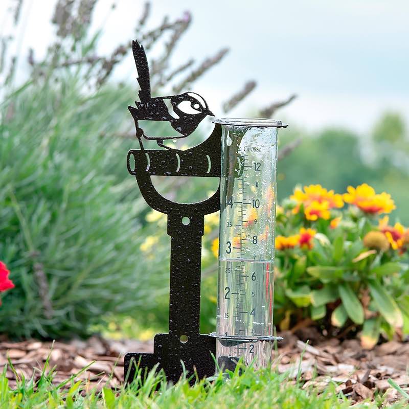 La Crosse Metal Shovel and Bird Rain Gauge Stake