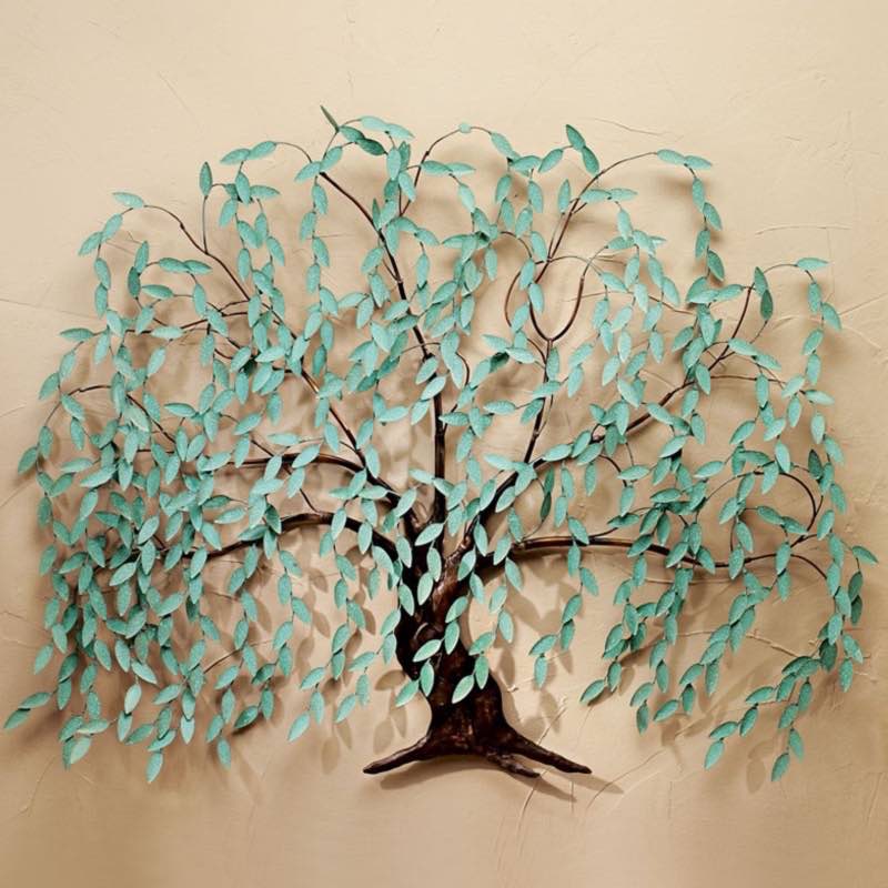 Handcrafted Copper Willow Tree Wall Sculpture