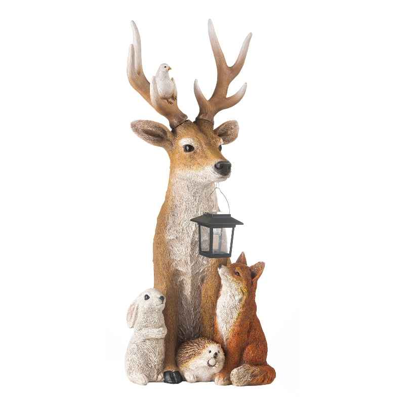 Deer and Friends Solar Garden Statue