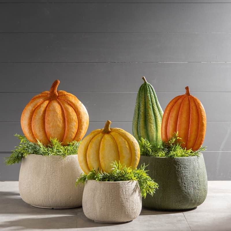 Metal Pumpkin Garden Stakes, Set of 4
