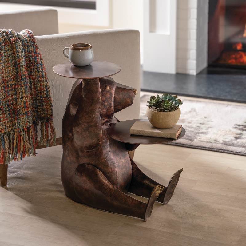 Recycled Metal Bear Side Table