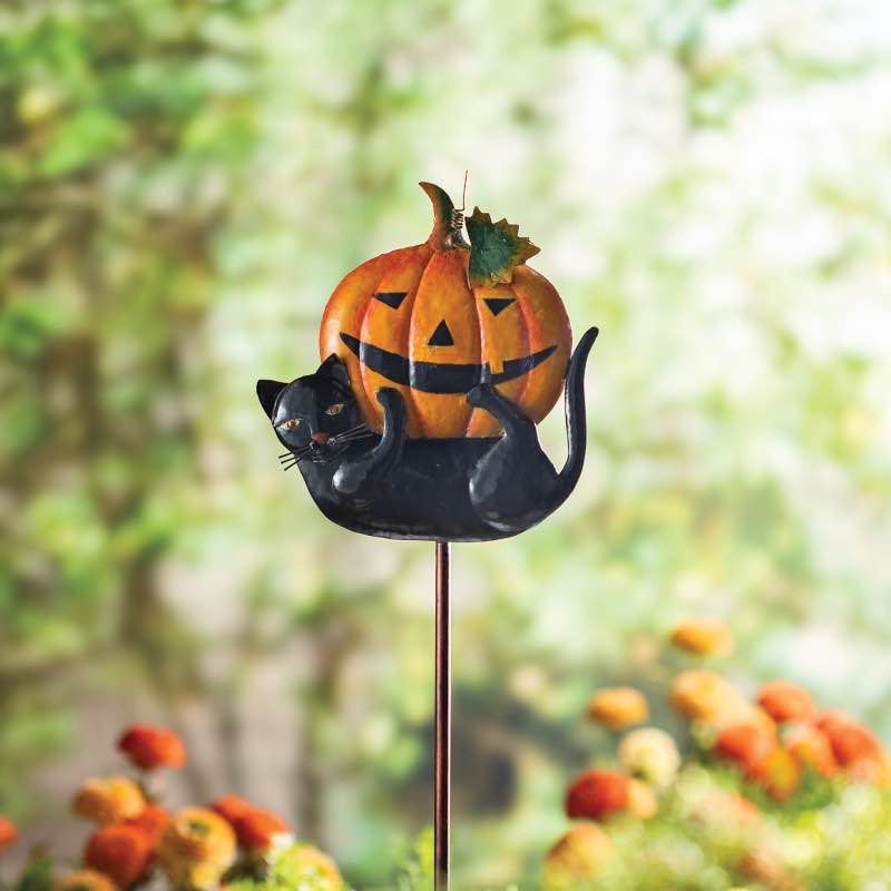 Cat with Pumpkin Stake