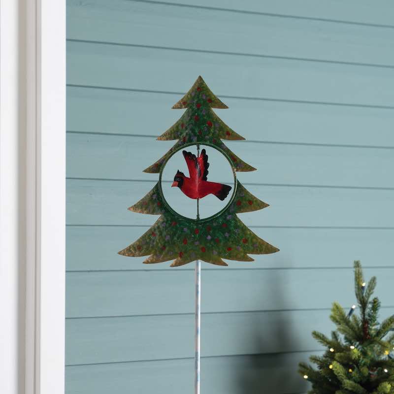 Cardinal In Christmas Tree Spinner Stake