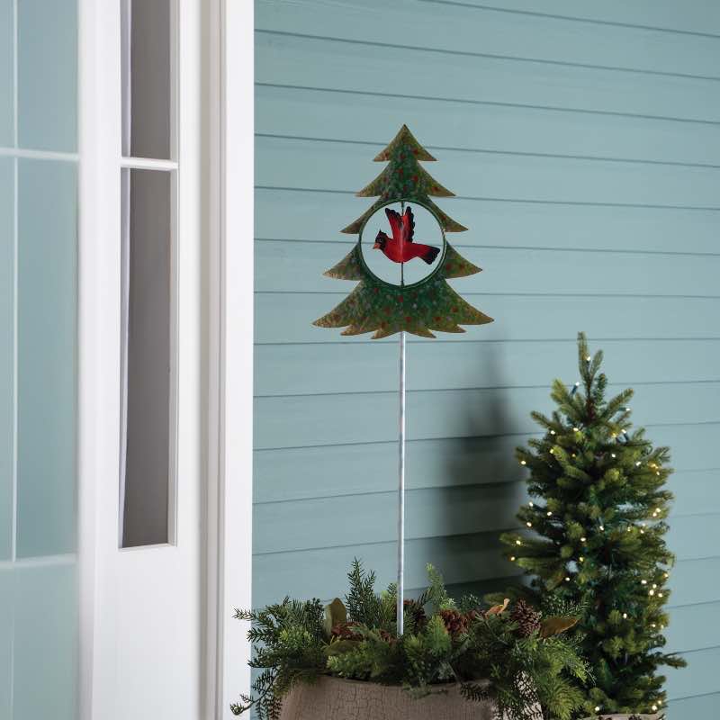 Cardinal In Christmas Tree Spinner Stake