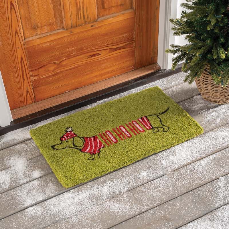 Ho Ho Ho Christmas Dachshund Coir Mat
