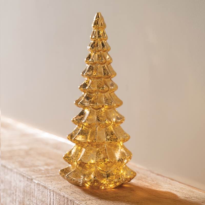 Micro LED Lighted Gold Glass Tree
