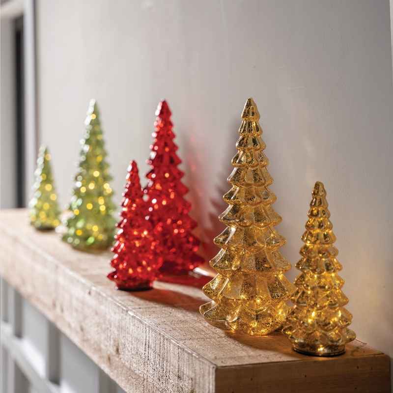 Micro LED Lighted Gold Glass Tree