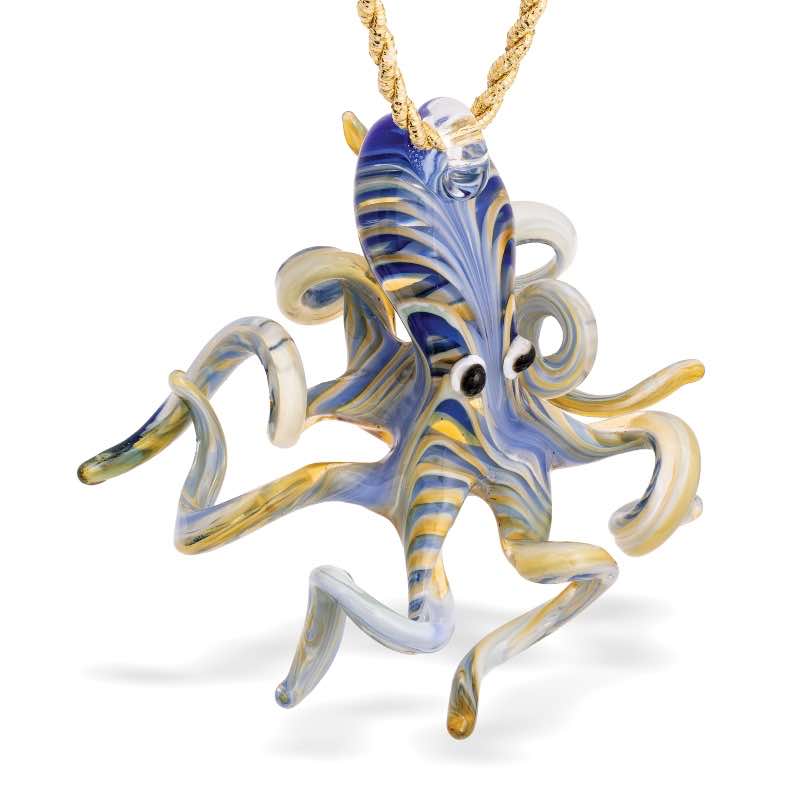 Egyptian Glass Multicolor Octopus Ornament