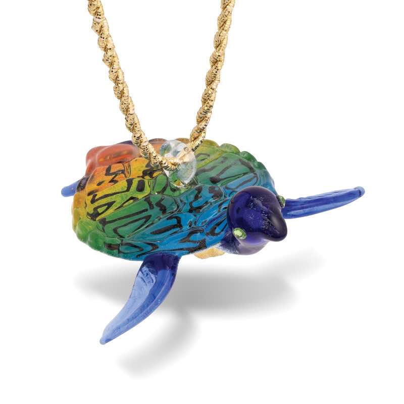 Egyptian Glass Multicolor Sea Turtle Ornament